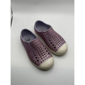 Native Shoes Kids C8 Pink Glitter Good Perforated Slip On Sneakers